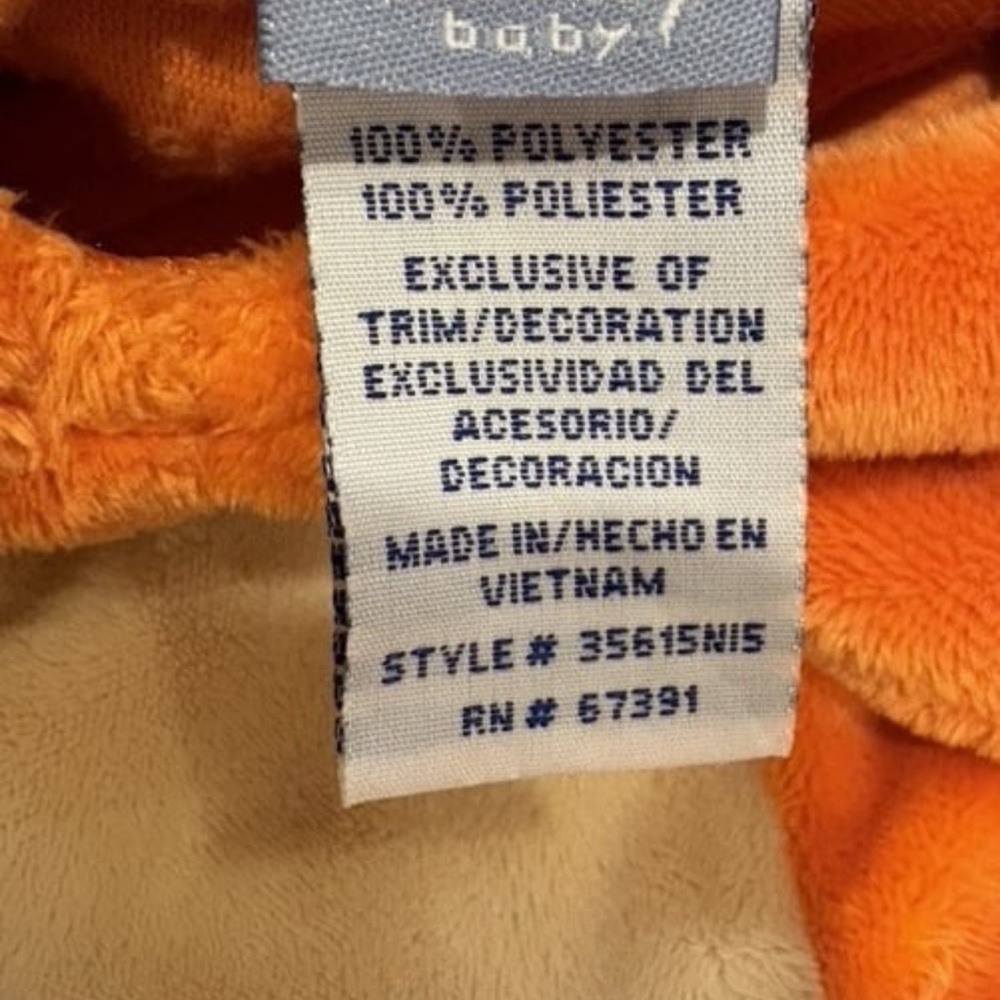 Disney Baby Tigger Costume Hooded One Piece Orange Striped Plush size 24 months - Picture 4 of 4